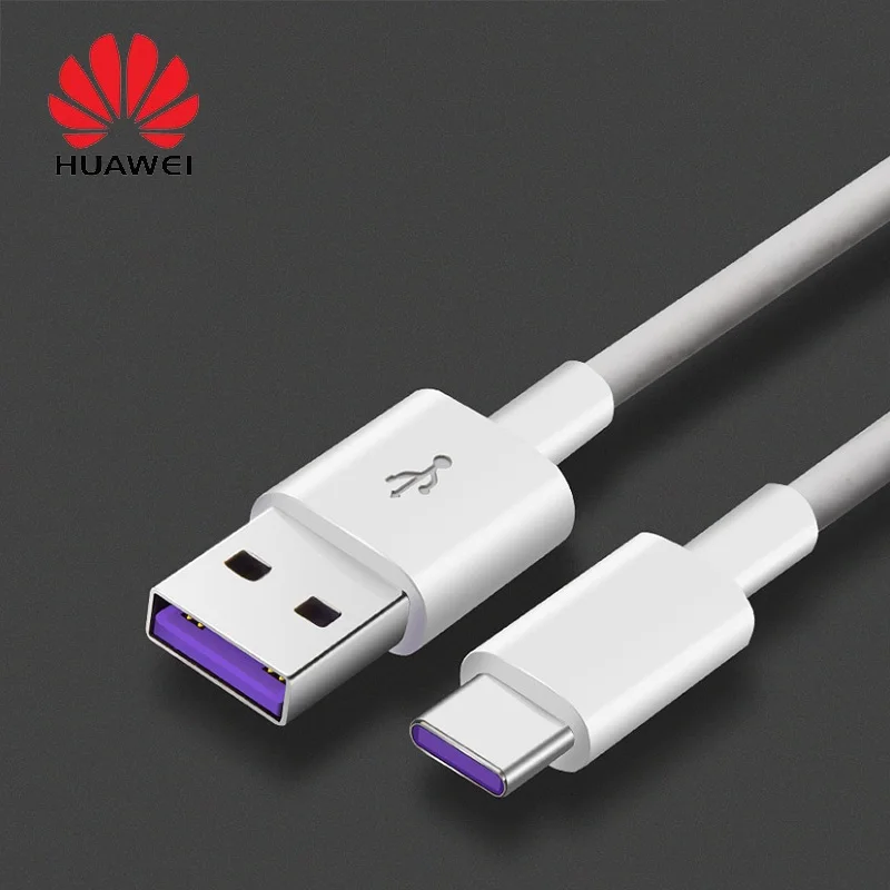 Зарядное устройство Huawei 5 А кабель Type C USB для передачи данных фиолетовая линия