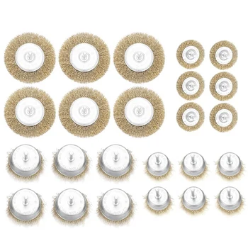 

Hot Sale Wire Wheel Brush with Shank,24Pcs Wire Brush Cup & Flat Brushes Drill Wheel Tools Set for Rust Removal, Corrosion and P
