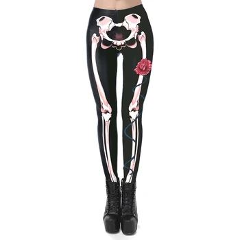 

Halloween Women's Leggings 3D Print Funny Pants Casual Creative Festival Skull Bone Printed Horror High Waist Elastic Trousers