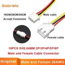 10 пар в комплекте; JST XH2.54 2,54 мм Кабельный разъем Американская классификация проводов 2р/3 P/4 P/5 P/6 P булавки шаг Мужской Женский Разъем 10/20/30 см провод Длина 26AWG