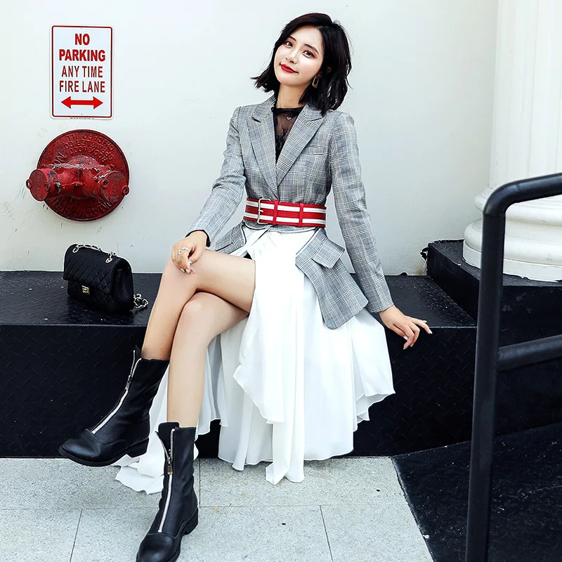 

2019 Autumn Fashion WOMEN'S Suit Small Suit Irregular Skirt Debutante Elegant Two-Piece Set 2019 Autumn