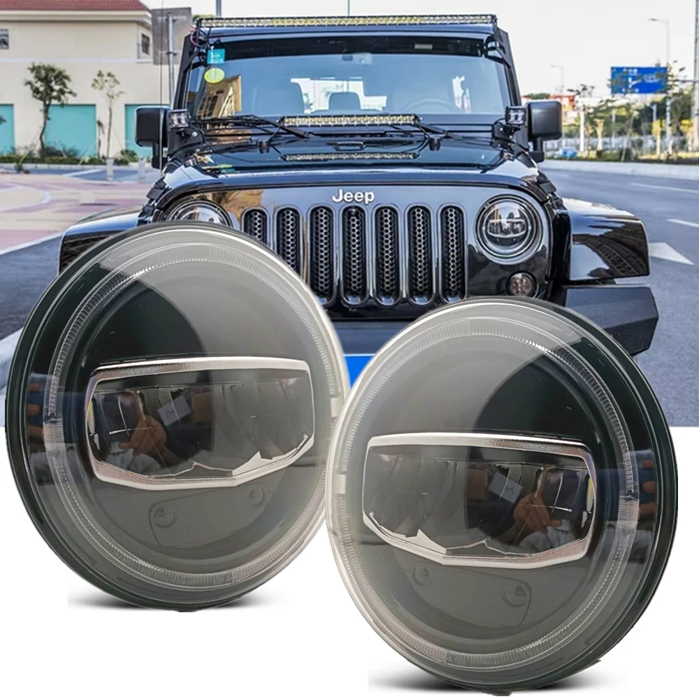 New Car accessories 7 Inch Led Headlights DRL Halo Amber Turn Light for Jeep Wrangler JK TJ CJ LJ Rubicon Sahara Unlimited