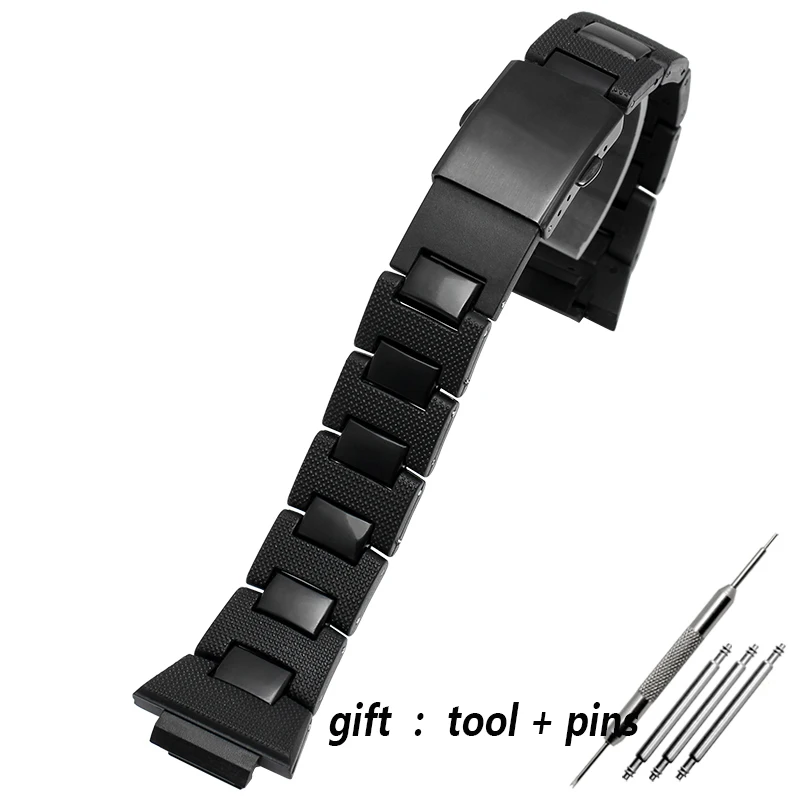 Высококачественный пластиковый ремешок для часов для DW-6900/DW9600/DW5600/GW-M5610 браслет с пряжкой из нержавеющей стали PVD черного цвета - Цвет ремешка: only band