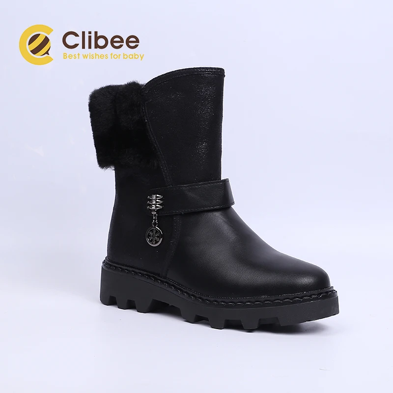 Теплые зимние детские сапоги CLIBEE для девочек водонепроницаемые с толстой