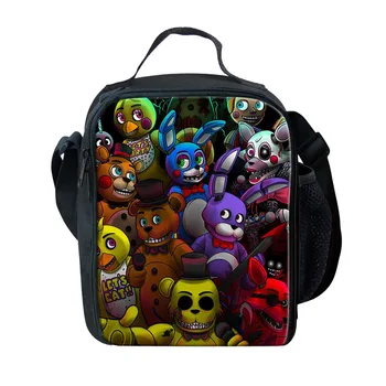 

HYCOOL Five Nights At Freddy's Print Cartoon School Bento Box Bag FNAF Lunch Bags for Kids Tote Cooler for Picnic Outdoor Travel