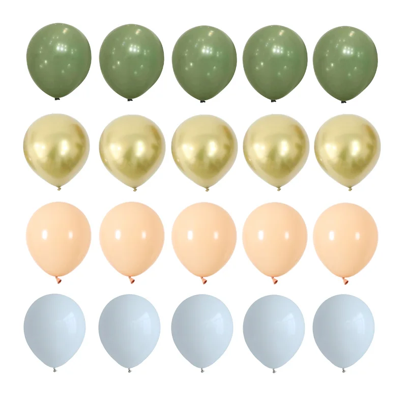 20Pcs 10 Pollici Avocado Green Balloon Kit Retro Pink White Gold Confetti Balls Compleanno Wedding Jungle Party Decoration For Home