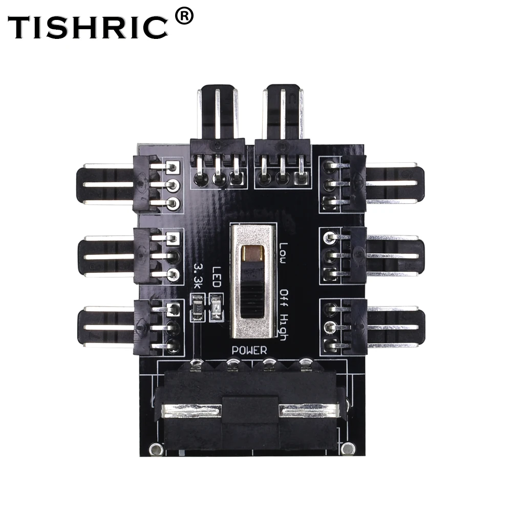 TISHRIC 1 to 8/10 4Pin Molex Cooler Cooling Fan Hub Splitter Cable PWM 3Pin Power Supply Speed Controller Adapter For PC Mining