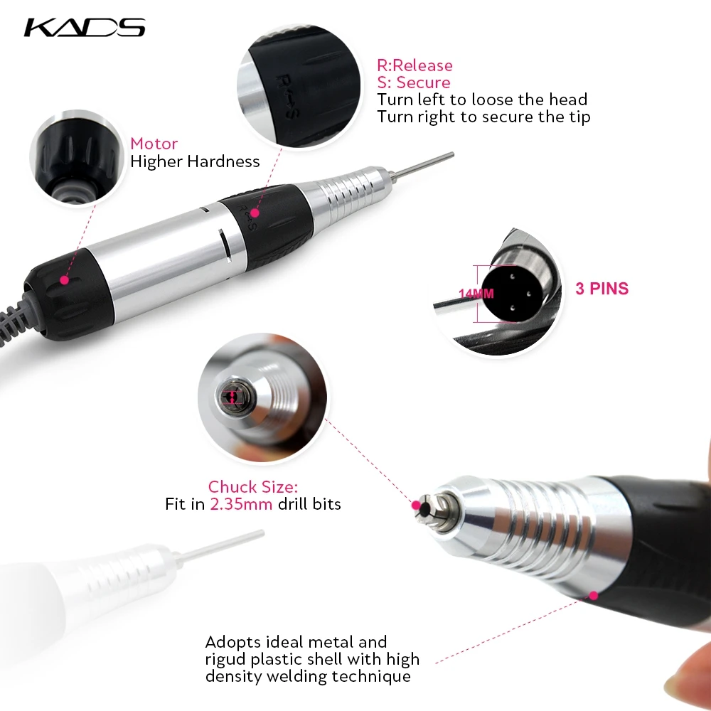 Comprar 35W Negro Pro Arte eléctrico de uñas máquina de perforación de uñas máquina de equipo de manicura pedicura archivos taladro eléctrico herramientas de accesorios de uñas