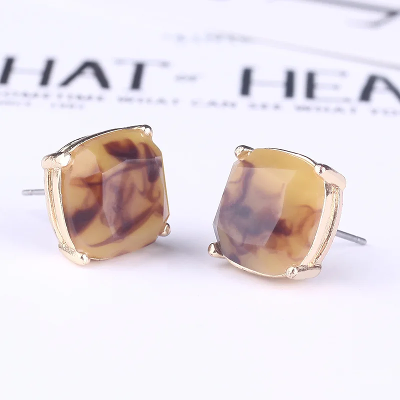 

Fashion Square Colors Stone Stud Earrings Korea Temperament Cocktail Party Earrings Lover's Gifts Women's Fashion Jewelry