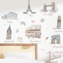 Стиль три поколения съемные настенные наклейки для гостиной, библиотеки декоративные стены, Би-галстук, zhi world architecture наклейки A