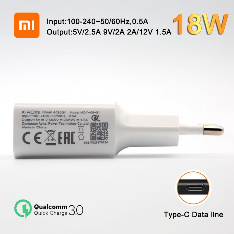 best 65w usb c charger Xiaomi 18W Fast charger QC 3.0 USB Charger Type-C For Xiaomi Redmi note 7 8 Pro 9S Redmi 7 8 8A 6A Mi 8 Lite Mi 9 SE 9t Max 3 A3 charger 65 watt