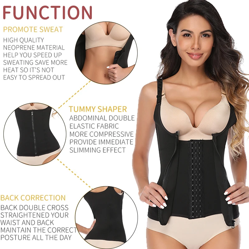 Fajas Reductoras Cincher Body Shaper Vest Ladies Waist Trainer Zipper Tummy Control Corset Slimming Belly Modeling Strap Girdle