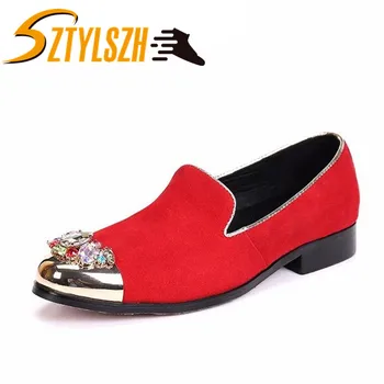 

New Fashion Men Party Wedding Handmade Loafers Shoes Men Dress Shoe Men's Flats Genuine Suede Leather Moccasins zapatos hombre