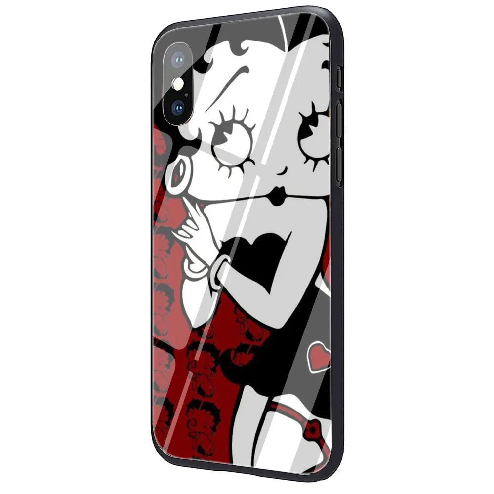 EWAU Betty Boop чехол из закаленного стекла для телефона для iphone 5 5s SE 6 6s 7 8 plus X XR XS 11 pro Max - Цвет: G7