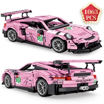 

Technic Idea Famous Racing Car Pink GT3 Building Blocks Bricks Static Car Simulation Model Toys Kids Halloween Gift