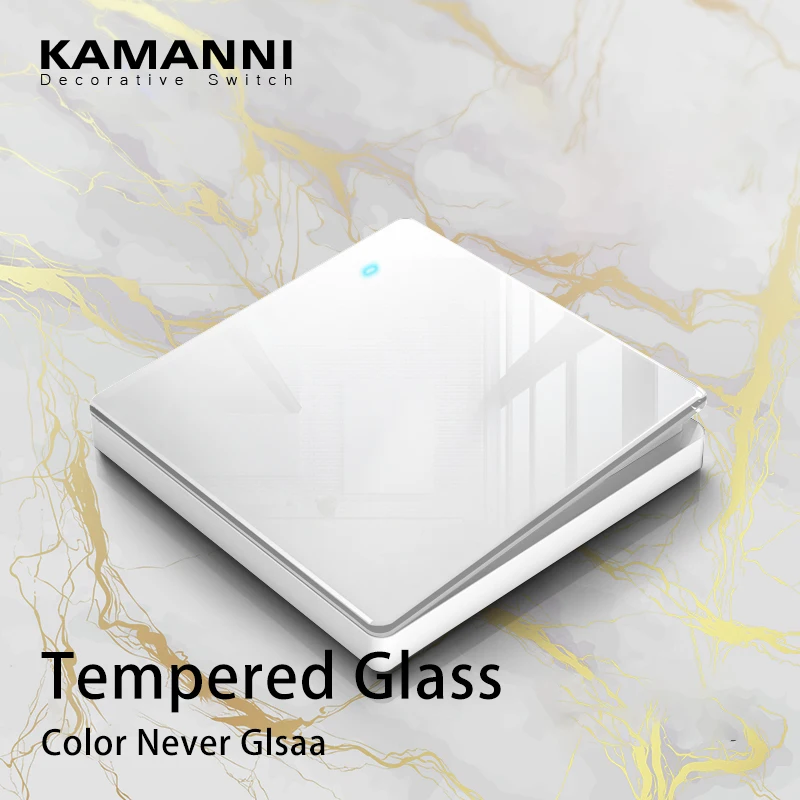 Kamanni White Wall Switches Light Switch 2Gang 2 Way Power Push Button Led Strip Light Switches Crystal Tempered Glass 10A 220V Kamanni White Wall Switches Light Switch 2Gang 2 Way Power Push Button Led Strip Light Switches Crystal Tempered Glass 10A 220V