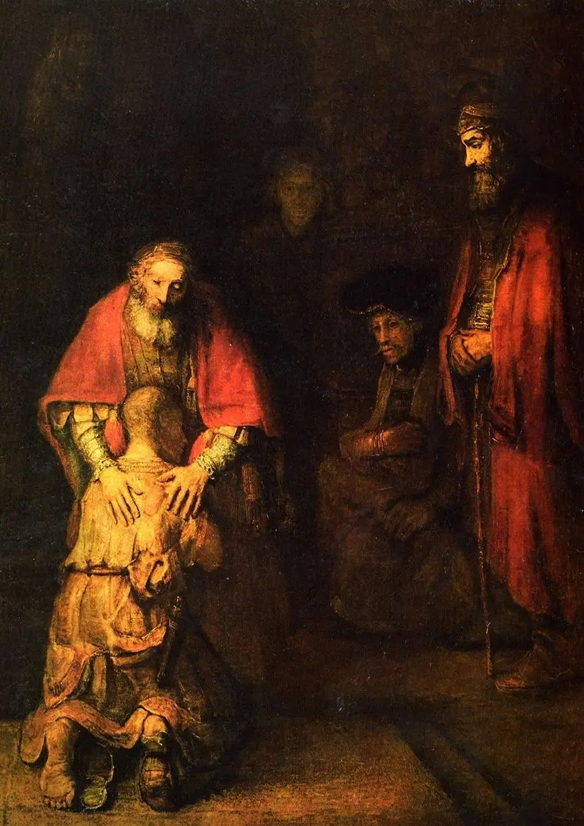 Rembrandt: The Return Of Prodigal Son Silk плакат декоративной живописи 24x36inch|Рисование и