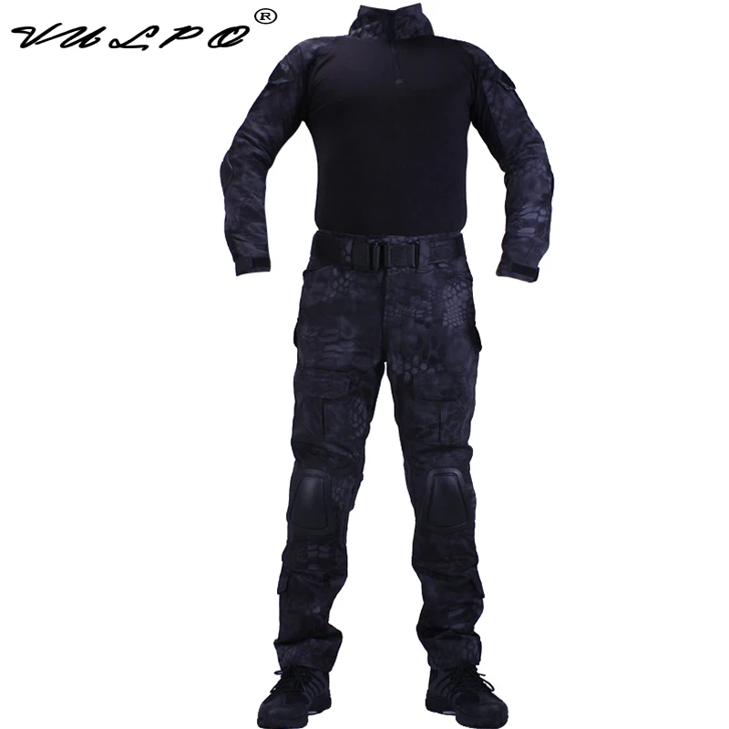 

VULPO Camouflage BDU Typhon Combat Uniforms Shirt/Broek & Elbow/Knee Pads Militaire Game Cosplay Uniform Ghilliekostuum