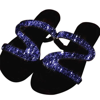 

Summer 2020 Women Sandals Bling Crystal Woman Beach Flat Sandals Plus Size Flip Flop Ladies Soft Bottom Slippers Female Shoes