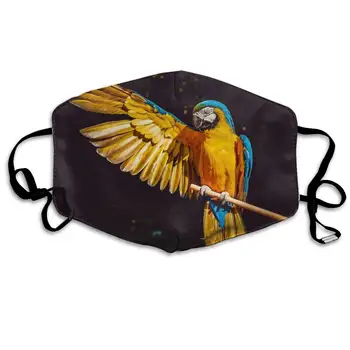 

Yellow Macaw Bird Washable Reusable Mask, Cotton Anti Dust Half Face Mouth Mask For Kids Teens Men Women With Adjustable Ear