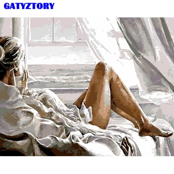 

GATYZTORY Frame Woman Figure Painting Oil Painting By Numbers Portrait DIY Hand Painted Canvas Home Decoration Wall Picture Art