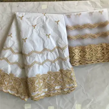 

White color embroidered bazin riche with tulle lace fabric African Bazin fabric for women dress ! WX20506