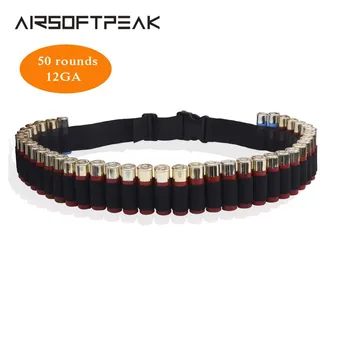 

Tactical 50 Rounds Shell Holder Bandolier Belt 12 Gauge Ammo Pouch Rifle Bullet Carrier Airsoft Hunting Cartridge Waist Belt