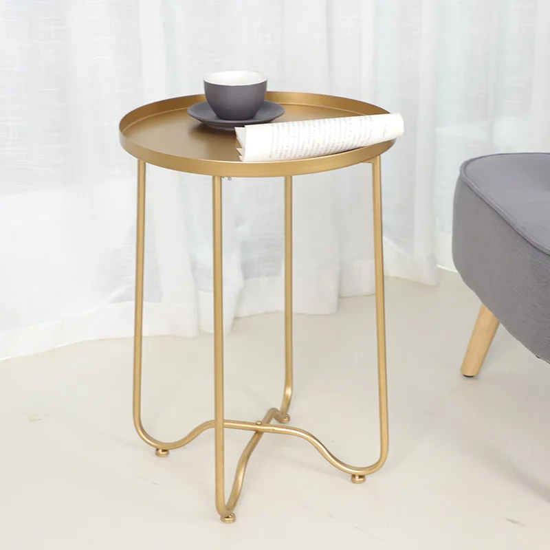 Скандинавские Стразы золотистые металлические складной журнальный столик гостиная придиванный столик диск подвижный обеденный стол