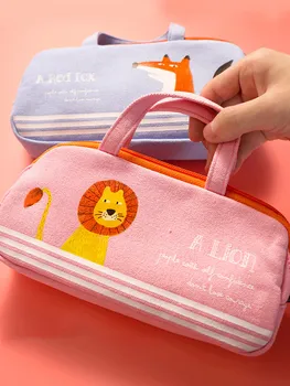 

Pen Bag Lovely Student Pen Box Canvas Large Capacity Stationery Box Creative Pencil Box Multifunctional Stationery Bag