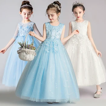 

Flower Girl Party Banquet Fall and Winter Knitted Wool Dresses Floor Length Girls Pageant Dresses Wedding Party Dress vestidos