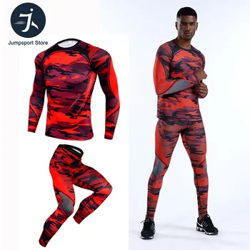 

Mens Sport Running Set Compression T-Shirt + Pants Skin-Tight Long Sleeves Fitness Rashguard MMA Training Clothes Gym Yoga Suits