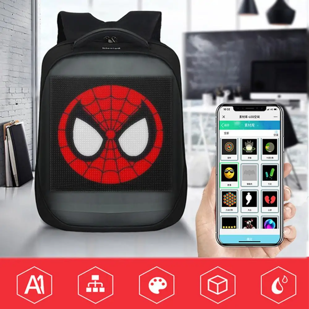 

Adeeing APP Control Wifi LED Backpack Smart Backpack with LED Display Screen for Walking Outdoor Advertising Backpack 2019