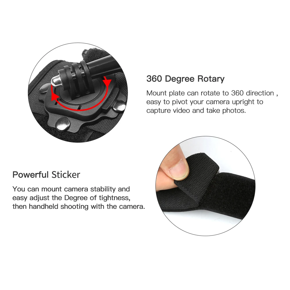 SHOOT 360 Degree Rotation Hand Wrist Strap for GoPro Hero 9 8 7 5 Session Xiaomi Yi 4K Lite SJ4000 H9r Arm Belt Go Pro Accessory-2