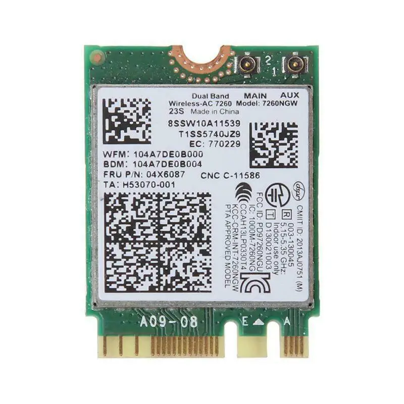 Wi-Fi-карта NGFF Intel 7260 7260NGW 802.11ac 867 Мбит/с подходит для карт Bluetooth 4 0 04X6007 04W3806 X250 x240 x230s t440