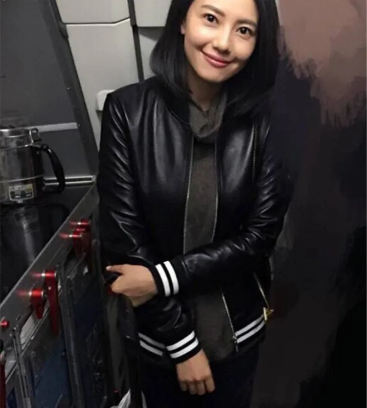 Italy Fashion Spring Autumn Fall Clothing Women's Natural Real Genuine Sheepskin Lambskin Leather Coat Couple Jacket Black XXXl