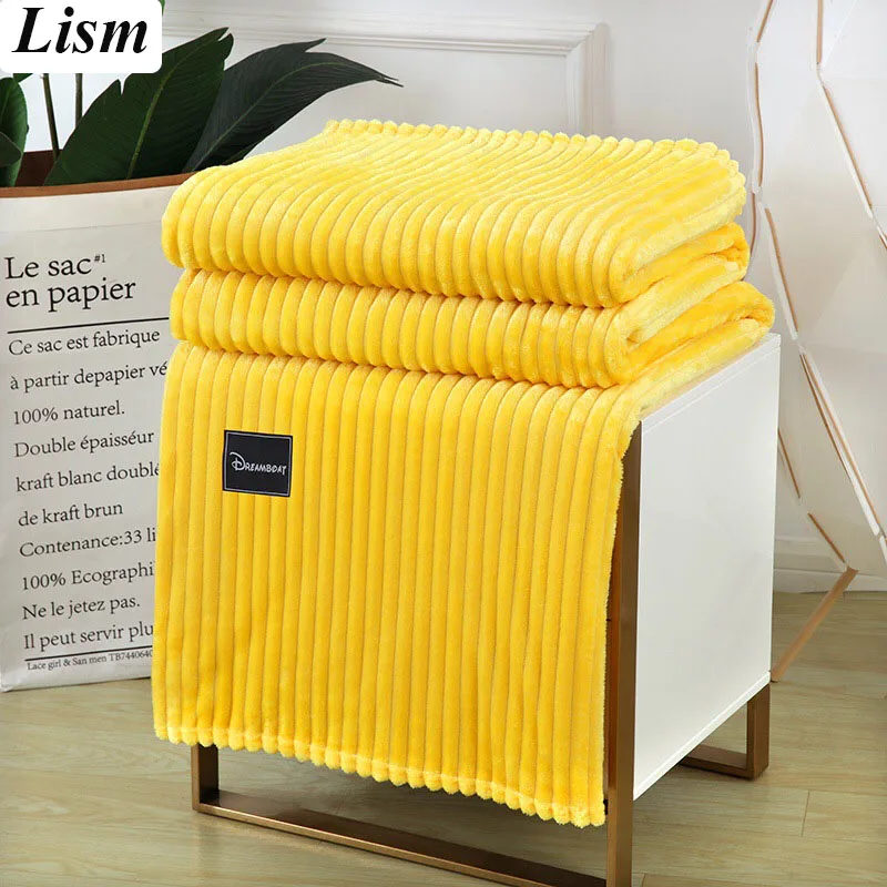 Solid Color Velvet Weighted Blanket Household Sofa Cover Bed Sheet Super Soft Striped Warm Knitted Blankets | Дом и сад