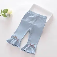 Летние леггинсы в Корейском стиле для девочек шорты из чистого хлопка для маленьких девочек брюки-трубы детские брюки