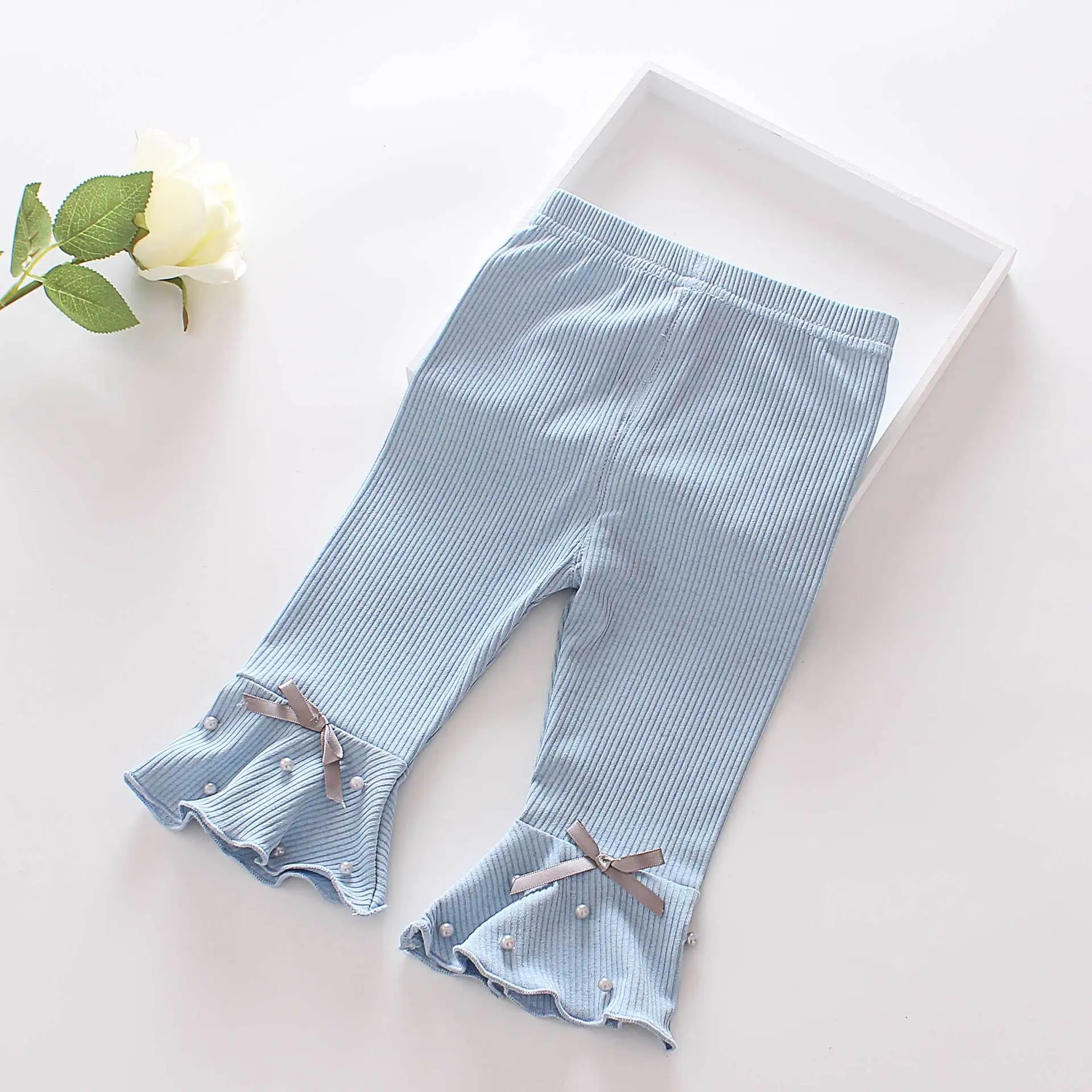 

2019 Summer Crawler Korean-style GIRL'S Leggings Pure Cotton Baby Girls Shorts Trumpet Trousers CHILDREN'S Trousers