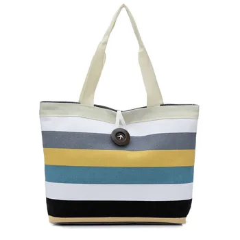 

2020 new French frosted handbag ladies simple striped canvas shoulder bag