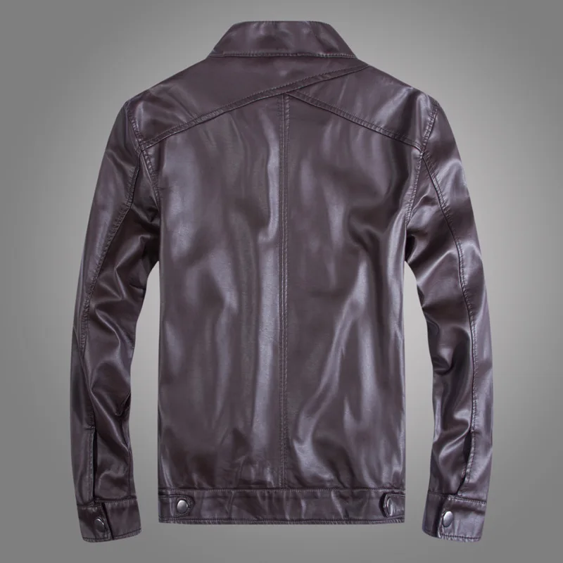 

Europe Order 2016 Ultra-Large Size European Version of Men's Locomotive Leather Coat Hot Selling Slim Fit Stand Collar Washing L