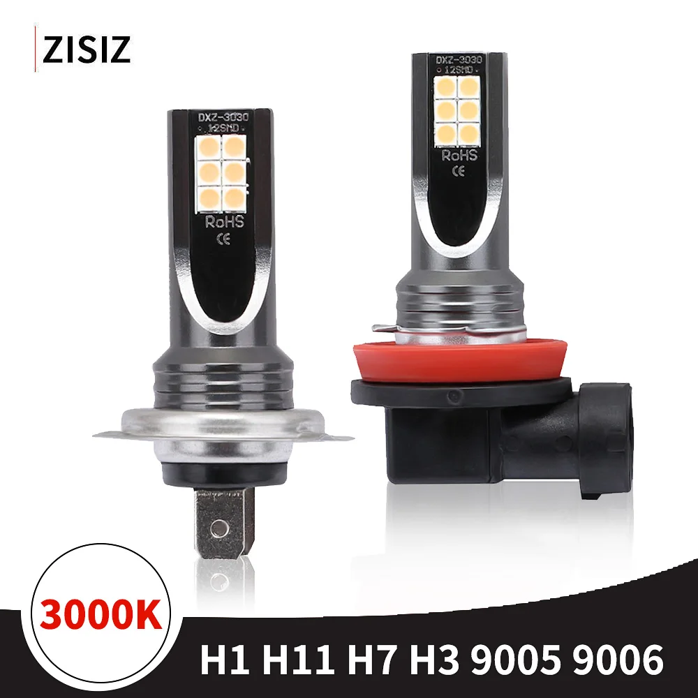 2 шт Автомобильная фара H1 H7 светодиодный H3 9005 H11 9006 автомобильная лампа 1000LM 3000K 12V 24V 48W лампа для вождения автомобиля желтый противотуманный автомобиль