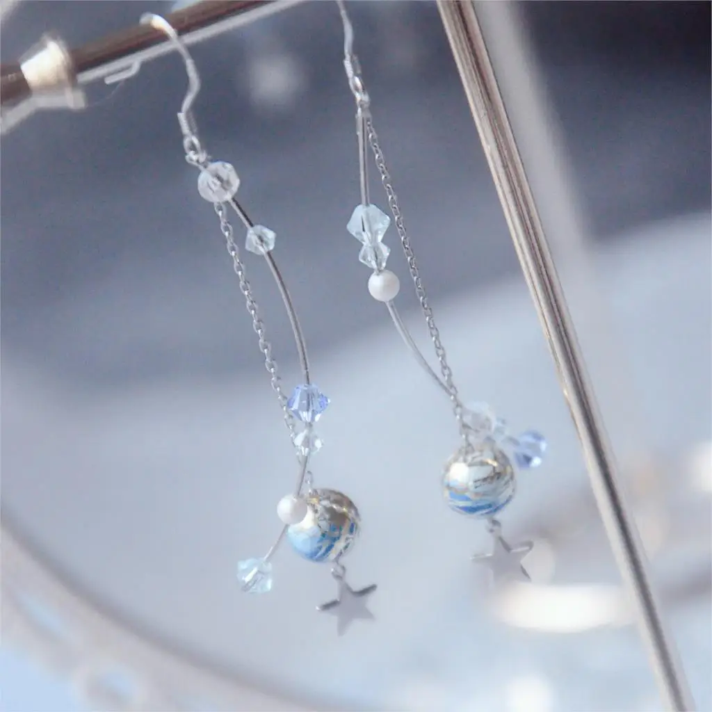 

Round face earrings actress month long section 925 sterling silver planet round face was thin temperament ear