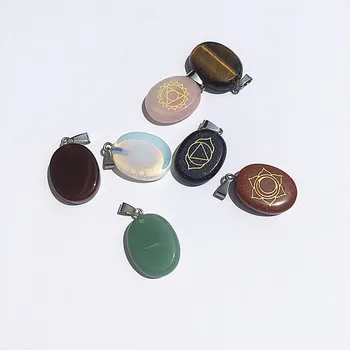 

7pcs/lot Crystal Round Seven Chakra Pendant Energy Therapy Set Specimen Stone