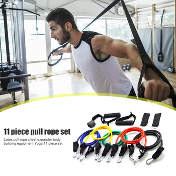 

11x TPE Resistance Band Latex Strength Gym Equipment Home Elastic Pull Rope Home Fitness Workout Body Building Fitness Equipment
