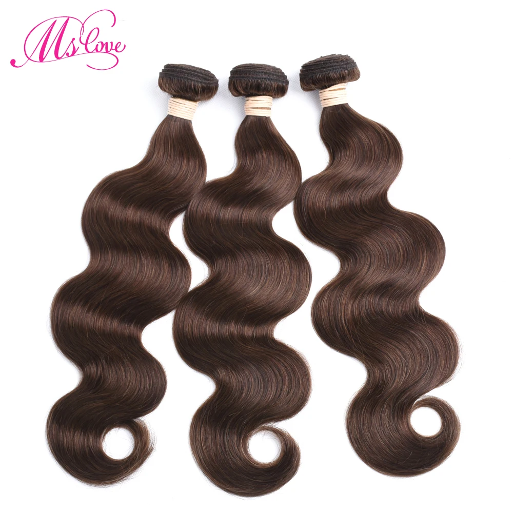  Ms Love #2 #4 Brown Body Wave Hair Bundles #1 Jet Black 1 2 3 4 piece Brazilian Human Non-Remy Hair