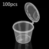 100 Pcs 25/50ml Plastic Takeaway Sauce Cup Containers Food Box With Hinged Lids Pigment Paint Box Palette Disposable Box. 2