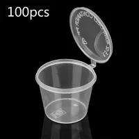 100 Pcs 25/50ml Plastic Takeaway Sauce Cup Containers Food Box With Hinged Lids Pigment Paint Box Palette Disposable Box. 2