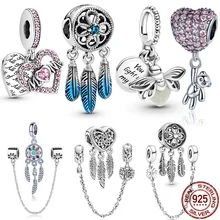 Hot Sale Authentic 925 Sterling Silver 14 Style Blue Ocean Heart Beads Fit Original 3mm Bracelet DIY Jewelry Dropshipping
