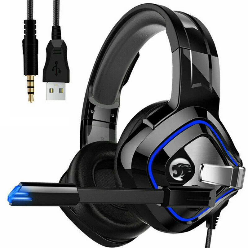Pohiks 1pc 3 5mm Wired Black Gaming Earphone Professional Gamer Stereo Headset With High end LED and Microphone