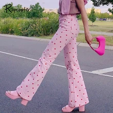 

Heart Printed Sweet Trousers Spring Women Joggers Festival Outfits Pink Pants cyber y2k Vintage 90s Aesthetic Party Pants Female